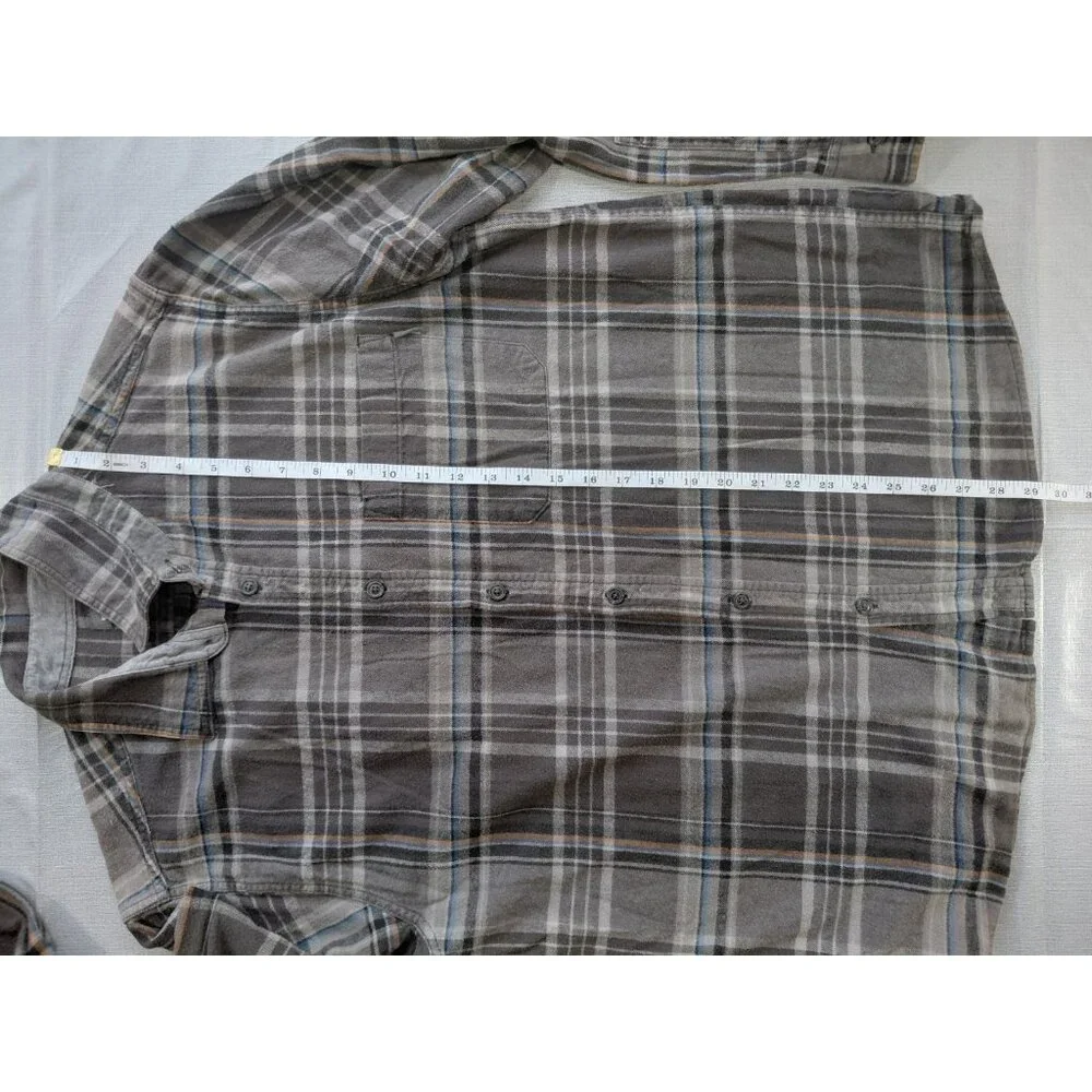Eddie Bauer Plaid Flannel Button Up Shirt‎ Men's XXL Gray Lightweight Shacket